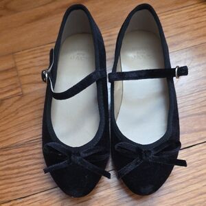 Janie and Jack Black Velvet Mary Jane Shoes